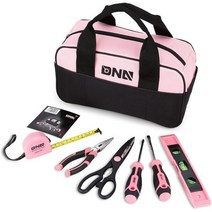 DNA MOTORING TOOLS-00203 홈 수리 도구 세트 - 입 벌리고 캔버스 보관 가방 핑크와 7 Pcs 가정용 DIY 손 도구 키트, 7 Pcs Pink