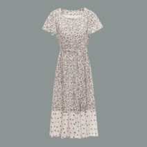 써스데이아일랜드 스퀘어넥 패턴 롱 원피스 T224MOP312W 여자 쉬폰치마