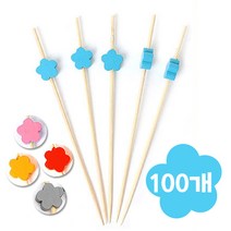 대나무 컬러 과일꽂이 꼬지100P l 햄버거 샌드위치, 12. 레드하트, 1봉지약100P, 100개, 100개