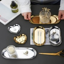 올댓바이어 메탈트레이 3컬러 인테리어소품 쥬얼리트레이, 실버