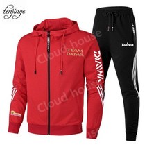 남성용 DW 스포츠 수트 야외 패션 낚시 후드 재킷 탄성 허리 조절 바지 다이와 낚시 의류 2023 가을, D