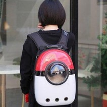 포켓볼 우주선 고양이 애견 통풍 하드 백팩 가방, 우주선 포켓몬 레드