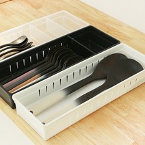 리빙에이지 수저통 수저정리함 싱크대 식기도구 커트러리 조리도구 칸막이 트레이, 화이트 슬림형, 1개