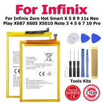 BL-49FX 배터리 인피닉스 제로 핫 스마트 X 5 8 9 11s 네오 플레이 X687 X5010 노트 3 4 6 7, 한개옵션1, 04 For Infinix X605