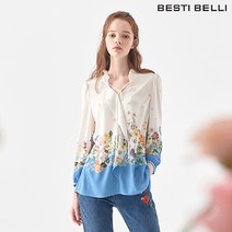 [베스띠벨리] 플라워 컬러 프린트 셔링 코튼 블라우스 (BCBAC2415).