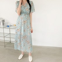 드레스날다 뒷태미인 플라워 스트랩 쉬폰 롱 원피스(ops1314)