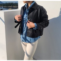 BANHANY 로타타 루즈핏 단추 카라 무광 가죽 레더 자켓 2color