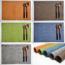 왕골 식탁 테이블 매트 깔개, 오렌지