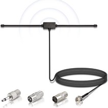 300cm DAB FM 라디오 안테나 FM 다이폴 공중 오디오 플러그 커넥터 스테레오 수신기 174Mhz-300MHz 470Mhz-890MHz 안테나 어댑터, 한개옵션0