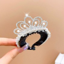 1+1 용 진주 크리스탈 크라운 번 헤어 클로 포니테일 버클 고정 클립 게 액세서리 우아한 머리 장식