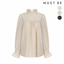 [머스트비] 여성 하이넥 프릴 셔링 블라우스