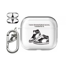 온리유 운동화 디자인 에어팟케이스 1/2세대 3세대 프로 + 철가루방지스티커+카라비너, 블랙-에어팟3