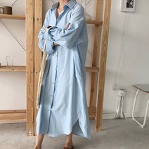 투룩 카라 롱 셔츠 원피스
