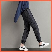 여자 겨울 골프바지 패딩팬츠 블랙 허리 밴딩 발목 절개 포근 야외활동 데일리 편안한 핏 스타일리쉬