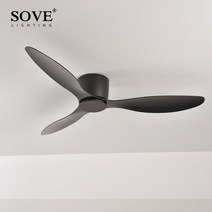 천장 실링팬 sove 흰색 낮은 바닥 초박형 17cm dc 원격 제어 조명이없는 간단한 220v, a2 블랙, 52인치