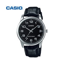 카시오 MTP-V001L-1B CASIO 남성 가죽 손목 시계