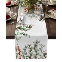 크리스마스 유칼립투스 전나무 나무 로빈 홈 장식 테이블 웨딩 주방 러너, 34.36 x 183cm+LXM11816