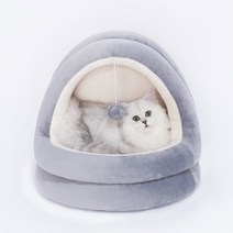 고양이 동굴 하우스 실내 텐트 숨숨집 펫 강아지 소형견 이글루 집 침낭 다이소 코스트코 동굴 맷돌 방석 하우스, 화이트(대형)