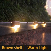 방가로용품 1/6/10/20pcs LED 태양 계단 조명 방수 갑판 야외 정원 통로 테라, 01 1PC, 05 BrownShell Warm