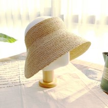 천연소재 라탄 썬캡 베이지 나들이 여름모자 페도라 라피아햇 왕골 밀짚