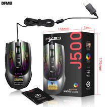 DFMEI 고화질 LCD 모니터 게이밍 마우스 12 이미지 가져오기 RGB 발광 USB 케이블 매크로 프로그램 10000dpi, J500 디스플레이 마우스 3325 칩 10000DPI