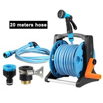 물 청소 고압 세차 호수 호스릴 호스 10/1/2 M uv 방지 정원 릴 랙 6 가지 패턴 물총 빠른 연결 관개 키트, 20m