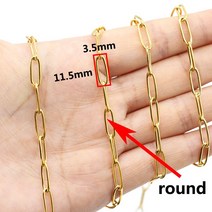 1 미터 금 도금 스테인레스 스틸 Rolo 케이블 체인 4x12mm 골드 링크 DIY 목걸이 보석 만들기 결과 도매 경차스노우체인, 3.5x11.5mm 라운드