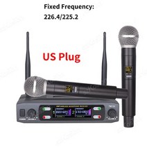 핸드폰 유튜브무선마이크 가정용 이동식마이크 전문 uhf 무선 마이크 시스템 듀얼 채널 휴대용 가라오케 마이크 녹음 스튜디오 파티 무대 공연, 미국 플러그 옵션 1