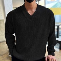 HXT 남성 브이넥 스웨터 니트 티셔츠 무지 긴팔 상의 심플 베이직 겨울옷 7컬러