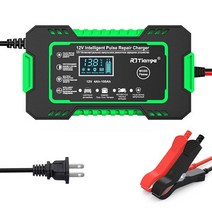 AGM배터리 12v 6A 자동차 배터리 충전기 AGM 젤 납산 펄스 수리 자동 오토바이 LCD 드롭 선박, 4.Green US Plug