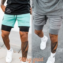 킹그리드 시너즈 투인원쇼츠 남자 레깅스 일체형 반바지 짐웨어