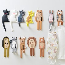선물의집365 동물 고양이 현관 현관문 마스크 걸이 구부러지는 자석 후크 차키 열쇠, 1개, 라쿤