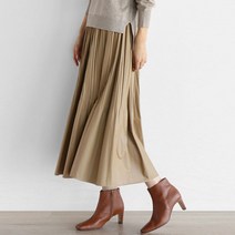 cubism 가죽(레자) 주름 스커트 