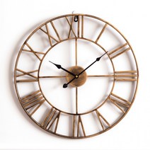 무소음 수입 엔틱 벽시계 인테리어 벽걸이시계 거실, 로마 철제 50cm 블랙