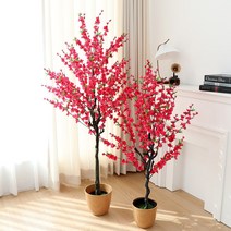 화분증정 조화나무 인조 봄꽃 조화 화분 홍매화 2size, 130cm