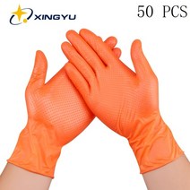 오토바이 여름 장갑 여름용 바이크 글러브 니트릴 합성 라텍스 파우더 프리 시험 방수, 오렌지-50 개, l