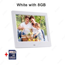 전자액자 디지털액자 스마트액자스마트 디지털 사진 프레임 전자 앨범 10 인치, 04 White with 8GB_02 미국 플러그