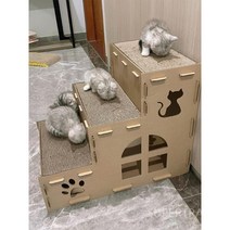 공간박스캣타워 골판지 DIY 캣 하우스 고양이집 선반형 켓타워, 3 층 고양이 잡기 보드 교체 x3