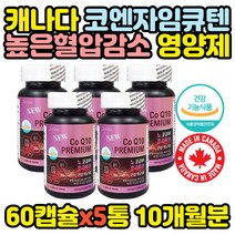 캐나다산 코엠자이큐텐 항산화 혈압감소 영양제 x5통 활성산소 제거 혈액순환 갱년기 여성 남성 50대 60대