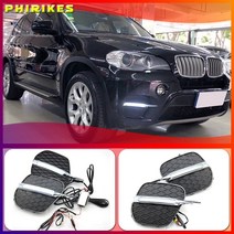 자동차 2 개/대 LED DRL 일광 bmw 호환 X5 E70 2011 2012 2013 낮 실행 조명 안개 머리 램프 코브, [01] White