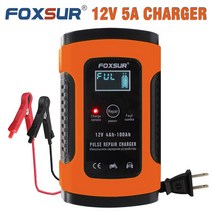 FOXSUR 12V 5A 배터리 충전기 디지털 AGM 젤 습식 딥 사이클 VRLA 유지 보수 납 산성 수리 모토, [03] US Plug