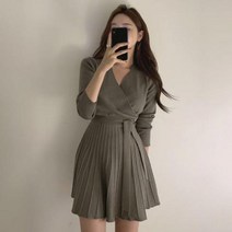 플리츠 랩 니트 원피스