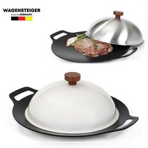 굿즈팡팡 레스팅커버 스테이크 후라이팬 그리들 뚜껑+나무손잡이, 아이보리, 28cm