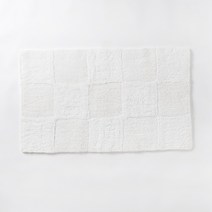 [JAJU/자주] 체크 양면 바스 매트_70x45cm_화이트, 중, 화이트