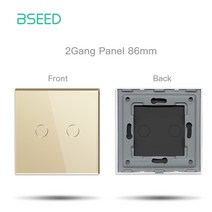 BSEED EU 크리스탈 유리 패널 스틸판 123Gang 86*86mm 화이트 블랙 골든 전용, 06 2Gang Golden_01 EU