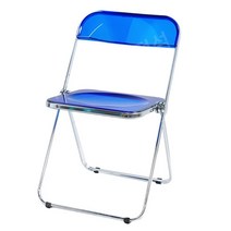 인테리어 투명 의자 아크릴 까페 접이식 의자, 실버 엣지 + 블루