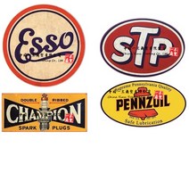 해외 스티커 Aufkleber 세트 4x 빈티지 Oldtimer Oldschool 레트로 Rost Esso STP Champion Pennzoil HotR, wide10cm