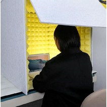 1인 방음부스 녹음 방송 미니 휴대용 노이즈 캔슬링 부스 공부방 이동식 녹음실 노래방, 아우터 실버 그레이+이너 옐로우+LED 라이트