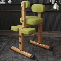 우드 컬러 가슴받이 무릎 의자 거북목 예방, 린넨 퍼플