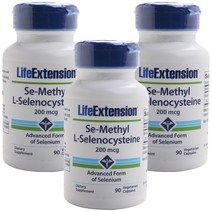 라이프익스텐션 시-메틸 L-셀레노시스테인 200mcg 베지테리안 캡슐, 90개입, 3개
